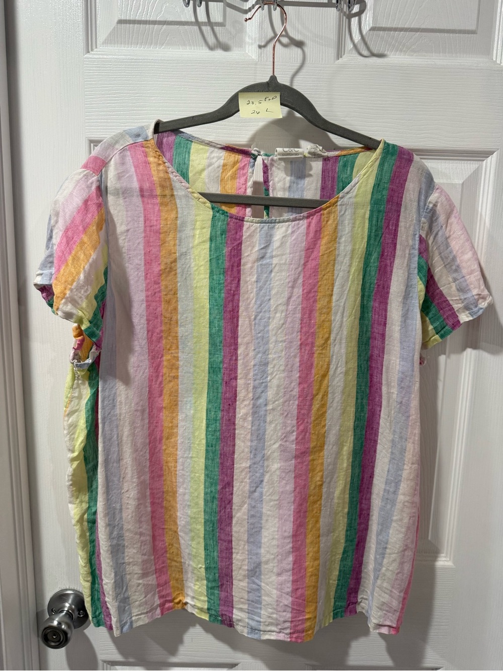 C&C California Rainbow Stripe Linen Tee with Sun Logo